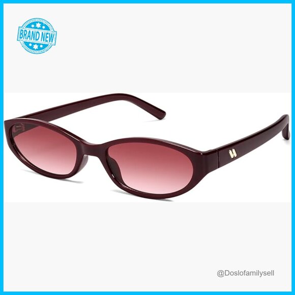 Retro Oval Cat Eye Sunglasses Y2K Narrow Skinny Shades Chic 90s Style